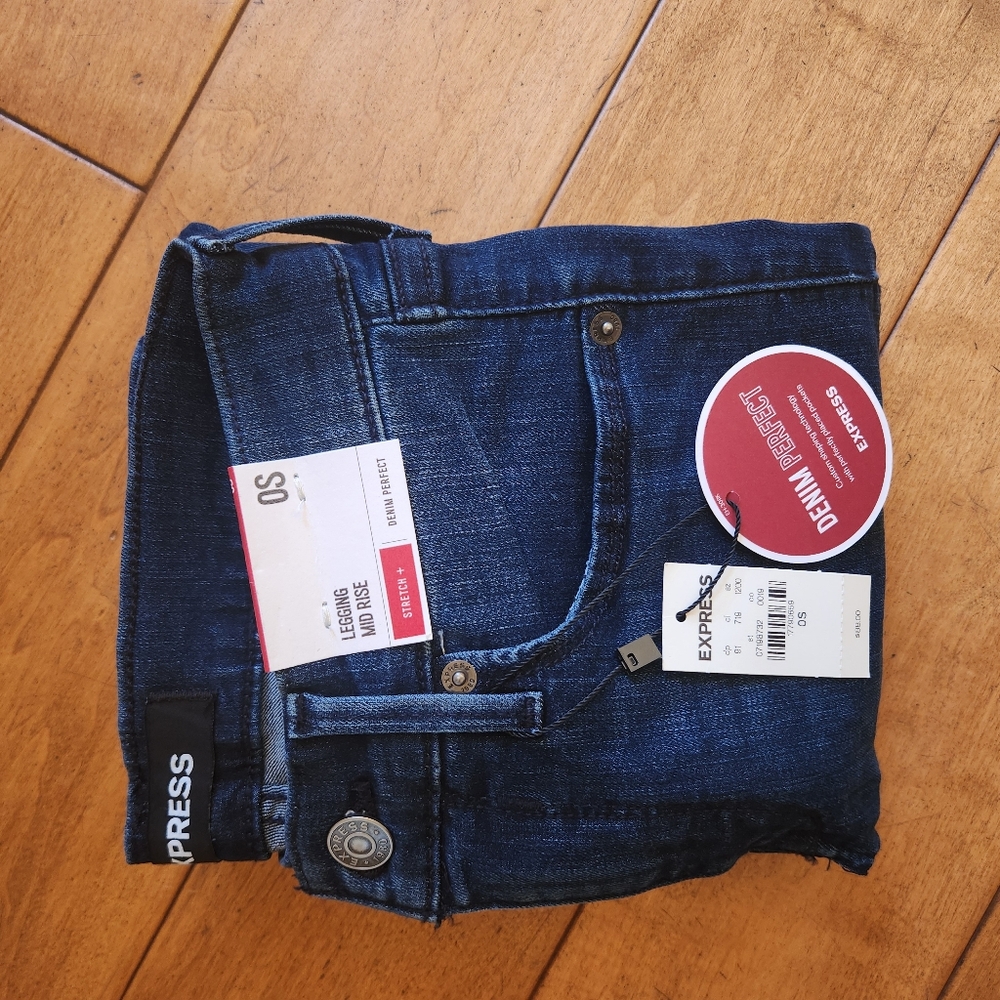 EXPRESS Women Mid Rise Dark Wash Skinny Jeans Size 0S